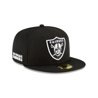 Black Las Vegas Raiders Hat - New Era NFL Logo Mix 59FIFTY Fitted Caps USA1793208